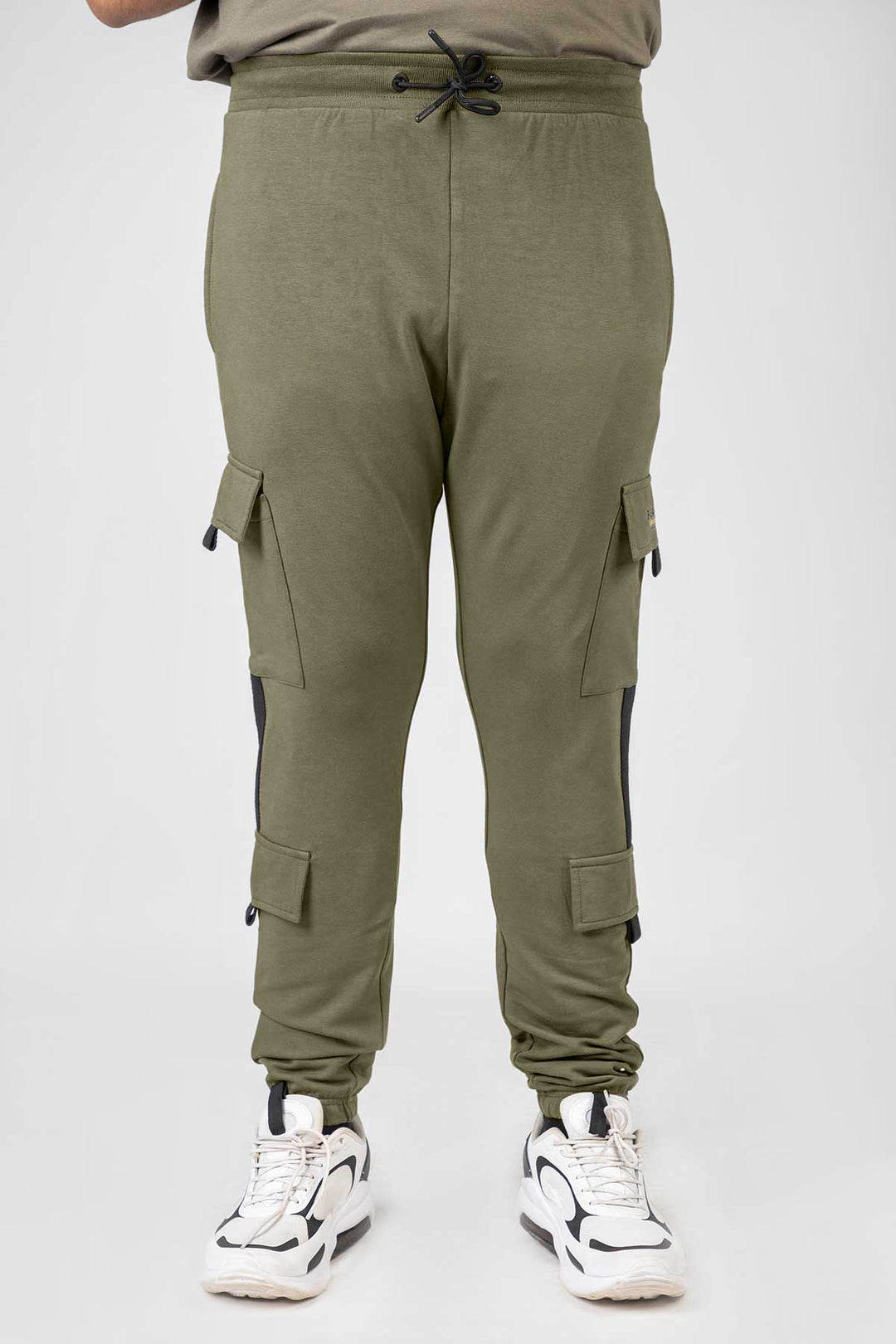 Green Cargo Joggers with Drawstring Closure & Pockets (Plus Size) - W23 - MTR097P