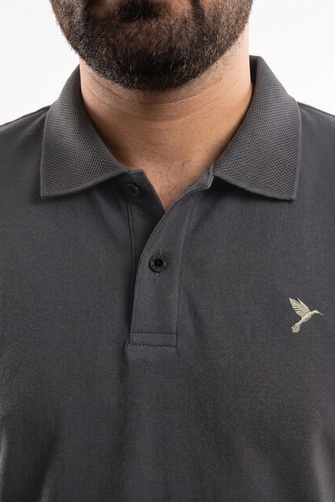 Essential Grey Pique Polo with Textured Collar (Plus Size) - S26 -MP0575P