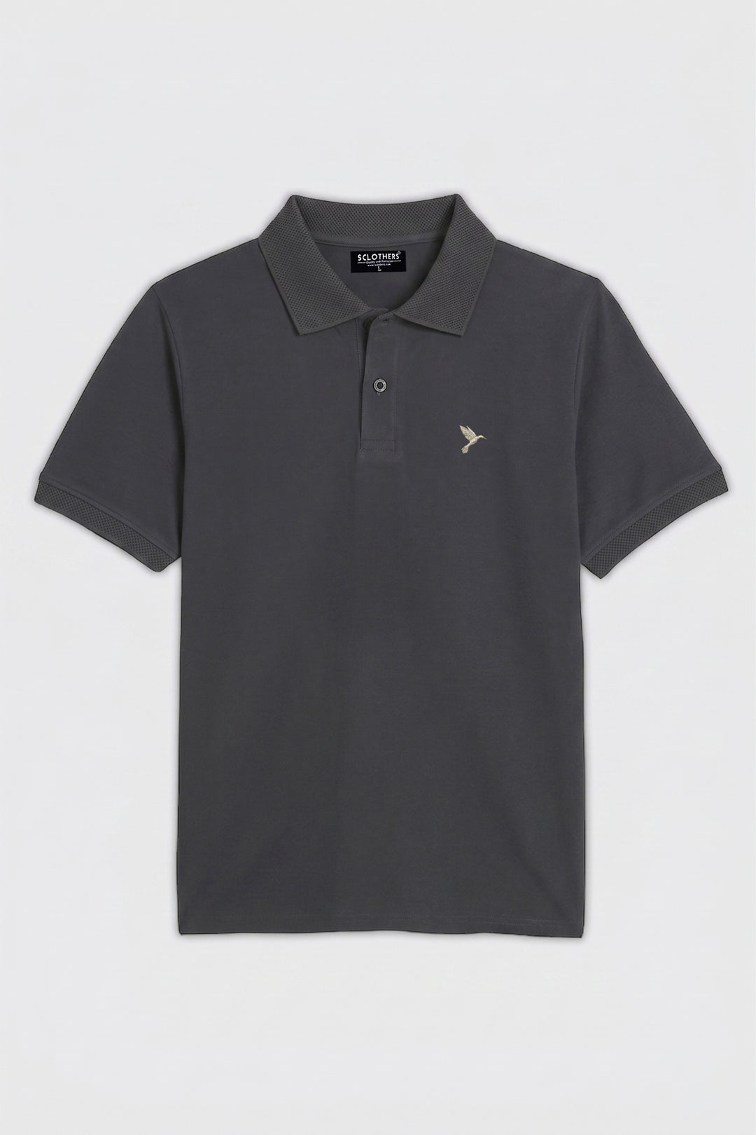 Essential Grey Pique Polo with Textured Collar (Plus Size) - S26 -MP0575P