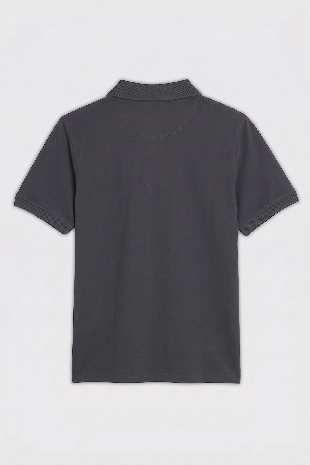 Essential Grey Pique Polo with Textured Collar (Plus Size) - S26 -MP0575P