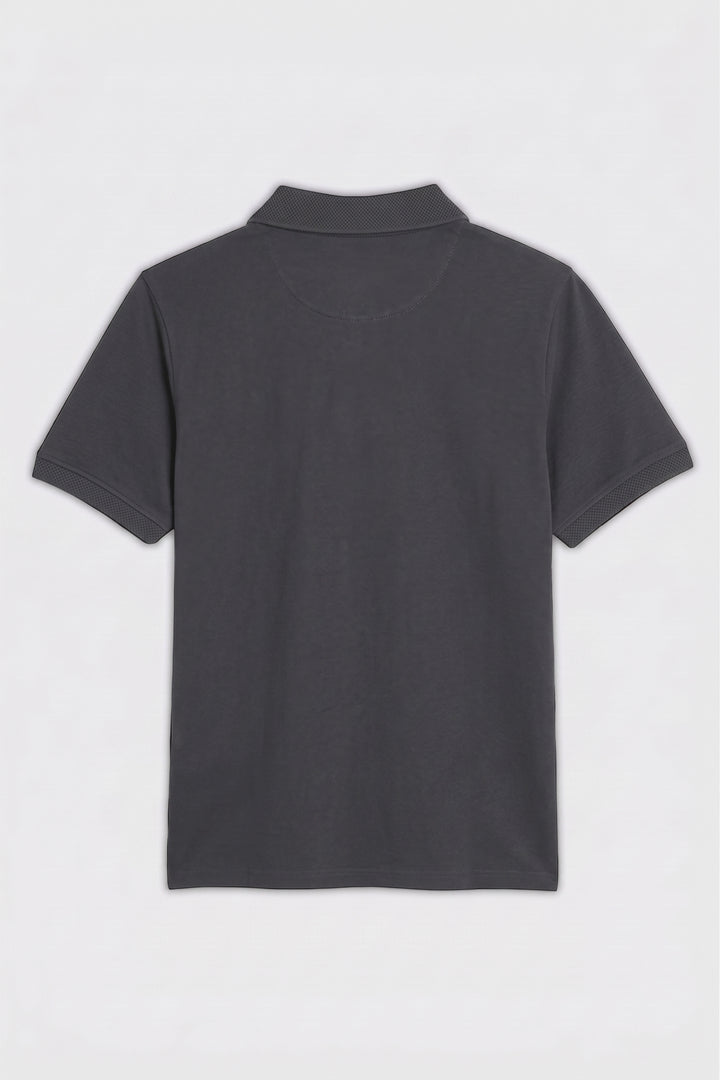 Essential Grey Pique Polo with Textured Collar (Plus Size) - S26 -MP0575P