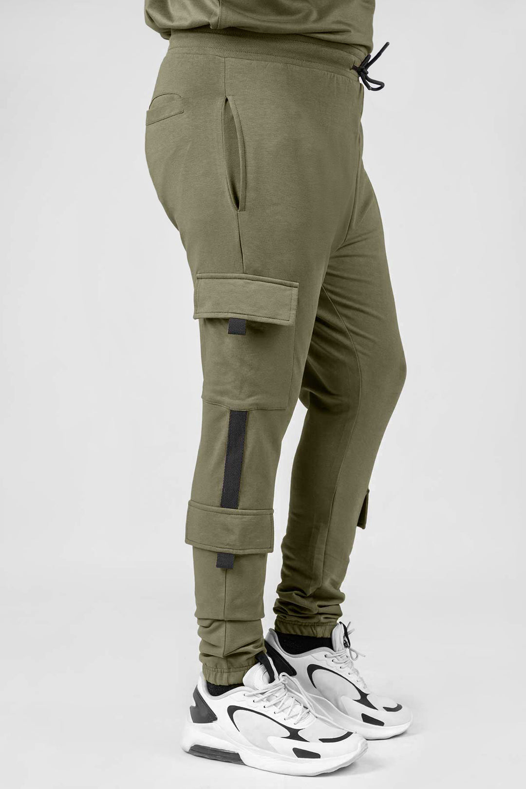 Green Cargo Joggers with Drawstring Closure & Pockets (Plus Size) - W23 - MTR097P