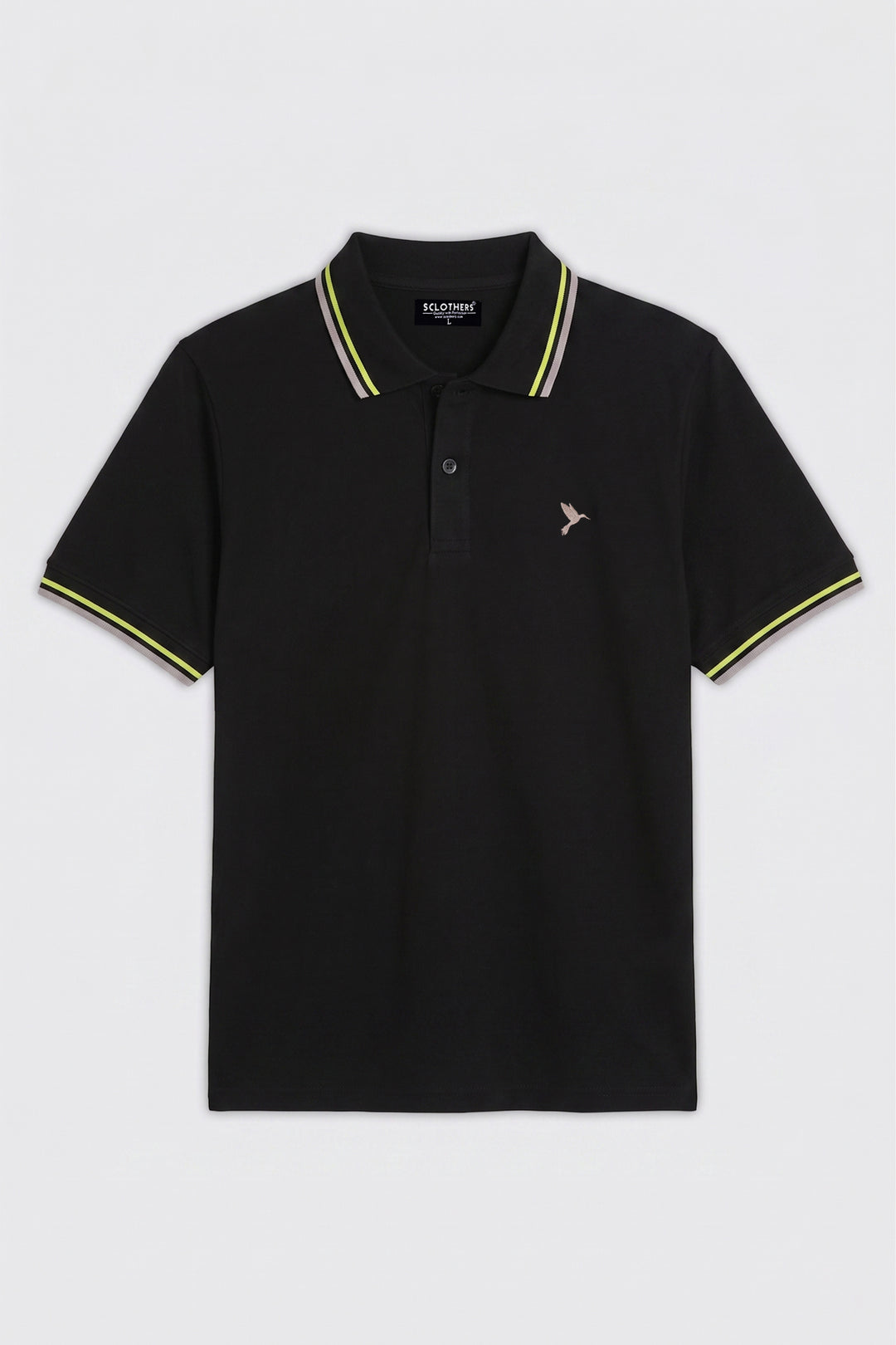 Black & Mauve Tipped Collar Polo (Plus Size) - S26 -MP0570P