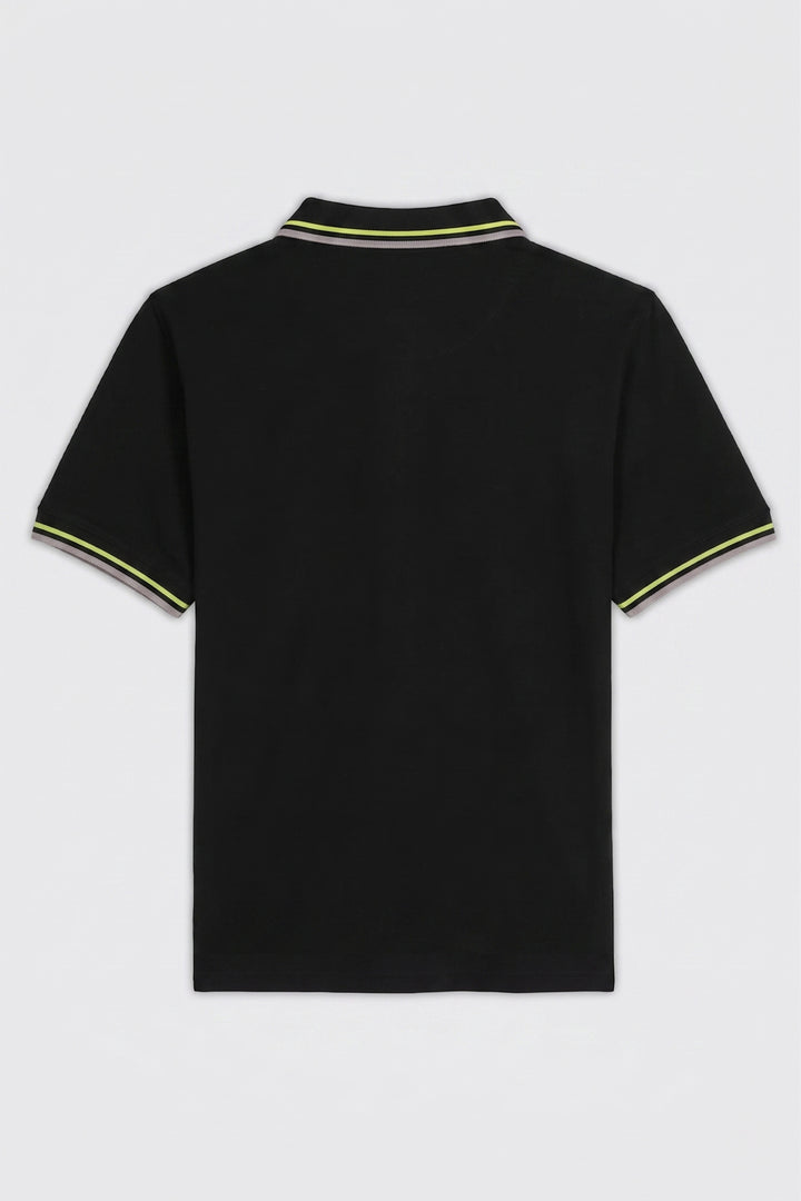 Black & Mauve Tipped Collar Polo (Plus Size) - S26 -MP0570P
