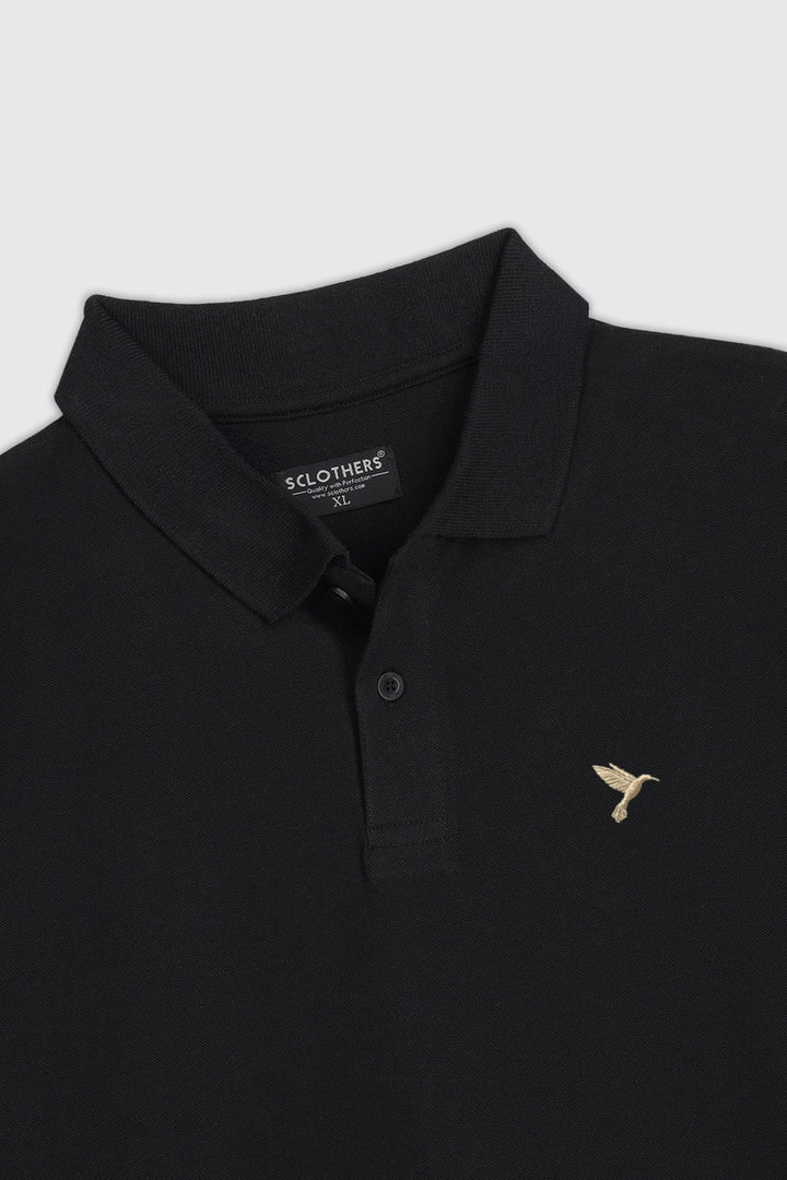 Black & Golden Embroidered Polo (Plus Size) - S26 -MP0571P
