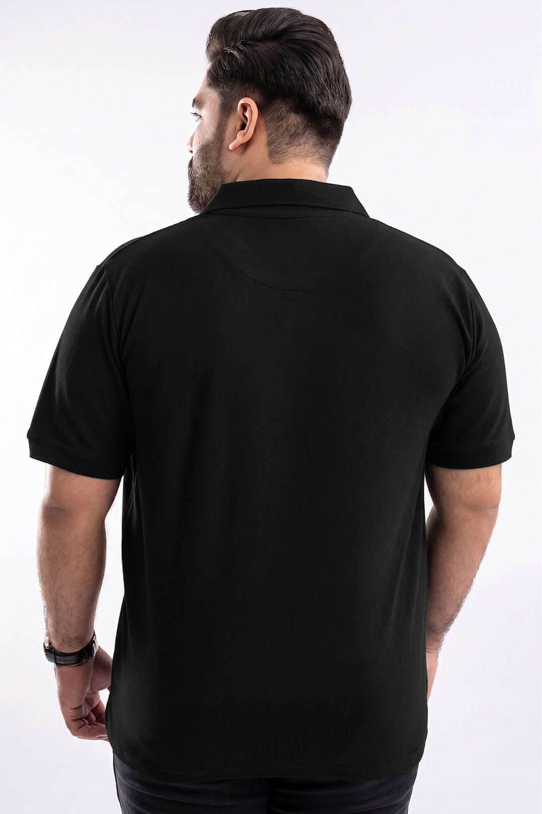 Black & Golden Embroidered Polo (Plus Size) - S26 -MP0571P