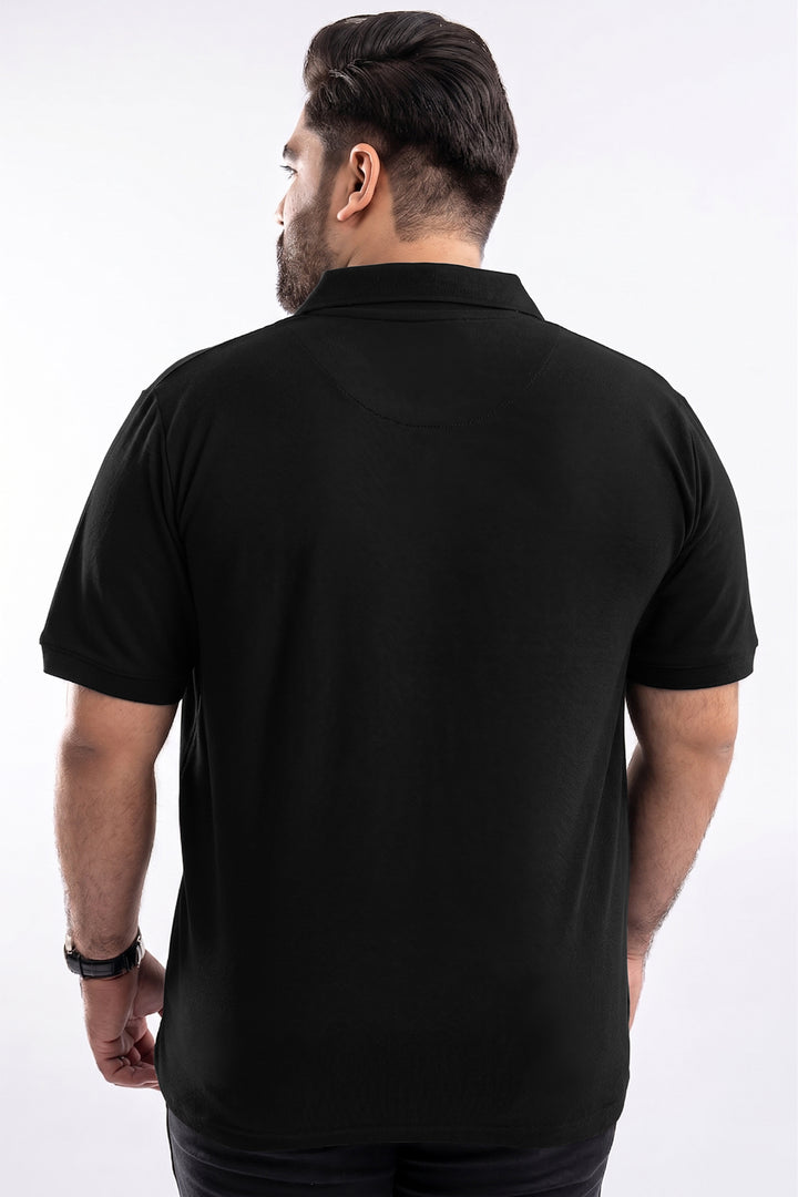 Black & Golden Embroidered Polo (Plus Size) - S26 -MP0571P
