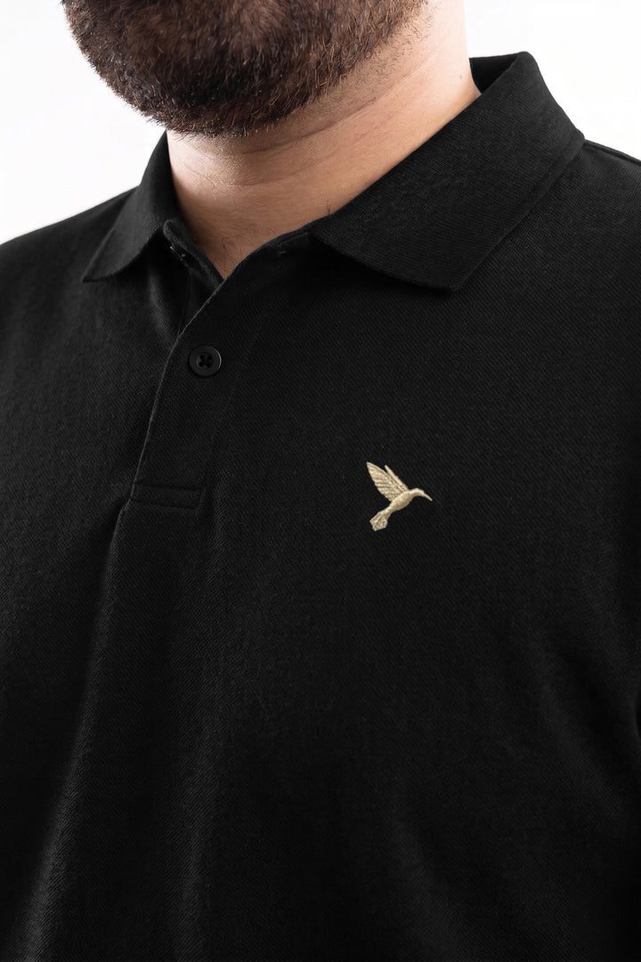 Black & Golden Embroidered Polo (Plus Size) - S26 -MP0571P