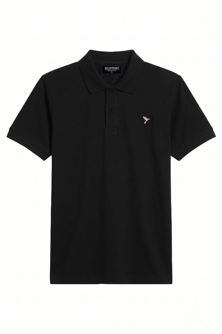 Black & Golden Embroidered Polo (Plus Size) - S26 -MP0571P