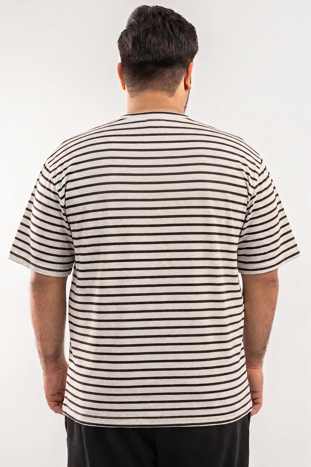 H.Grey & Brown Yarn Dyed Oversized T-shirt – (Plus Size) - S26 - MT0516P