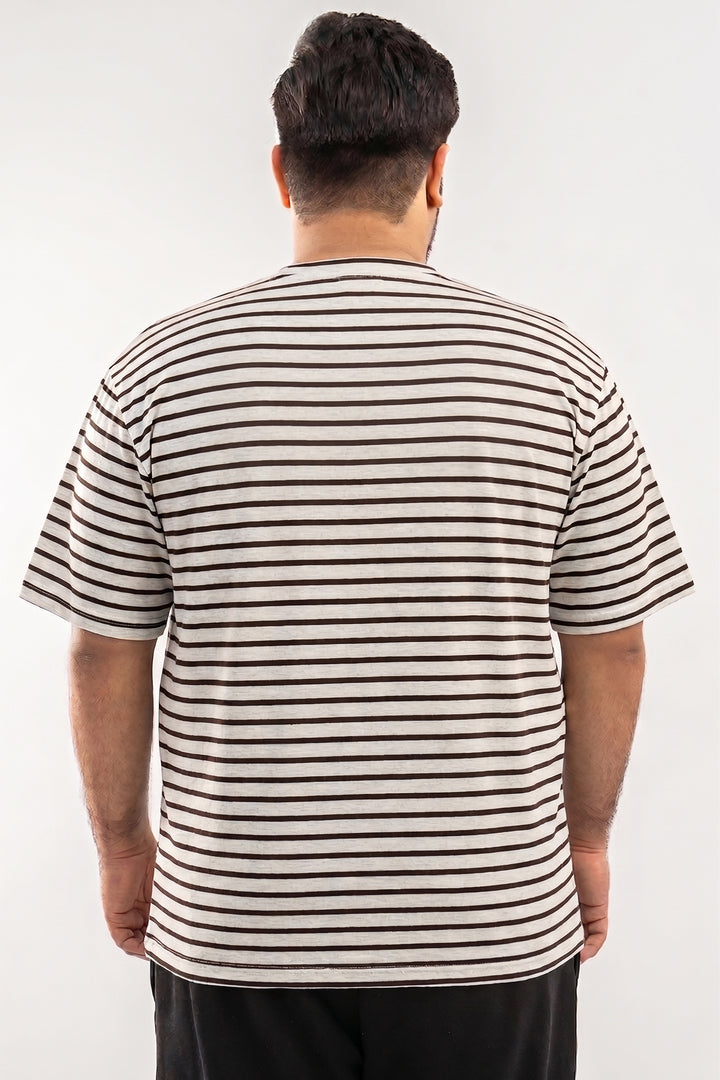 H.Grey & Brown Yarn Dyed Oversized T-shirt – (Plus Size) - S26 - MT0516P