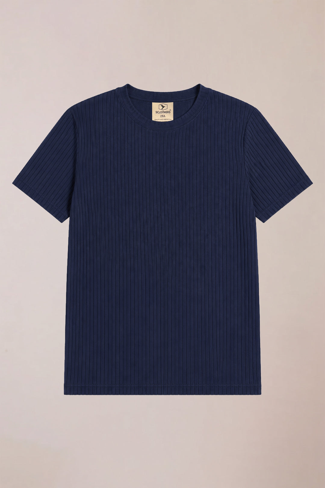 Navy Blue Textured T-Shirt - (Plus size) - S26 - MT0546P