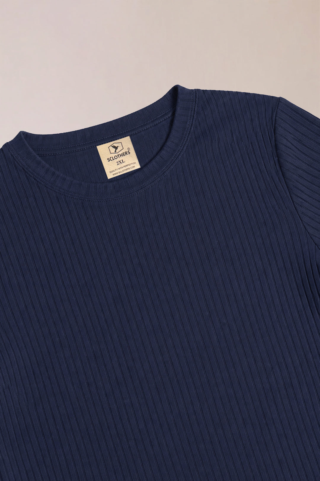 Navy Blue Textured T-Shirt - (Plus size) - S26 - MT0546P