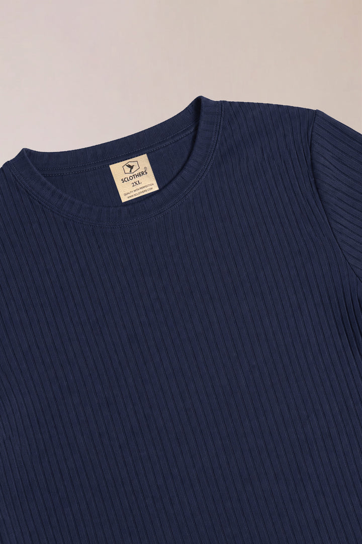 Navy Blue Textured T-Shirt - (Plus size) - S26 - MT0546P