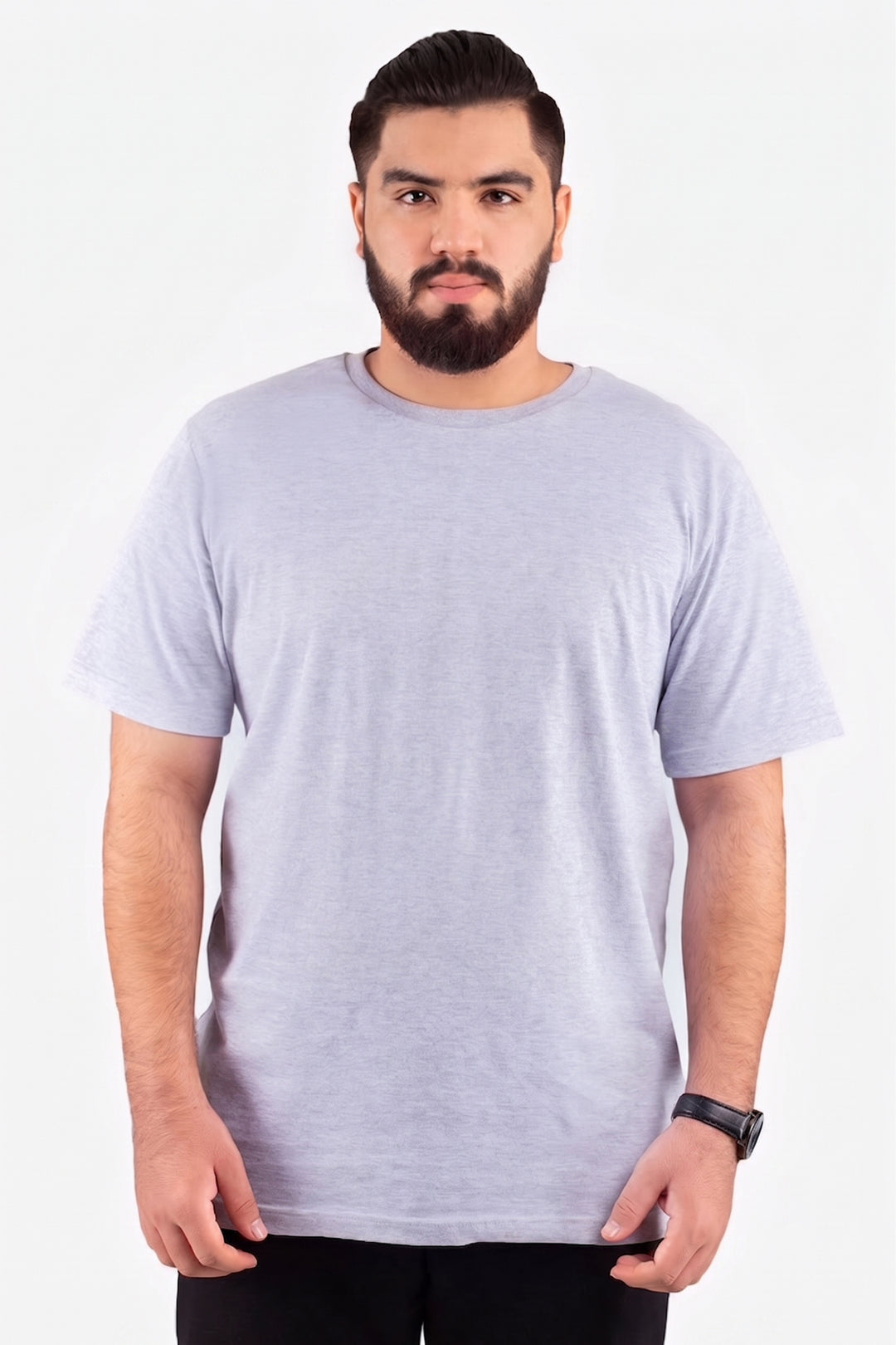 Heather Grey Crew Neck Jersey T-Shirt - (Plus size) - S26 - MT0540P