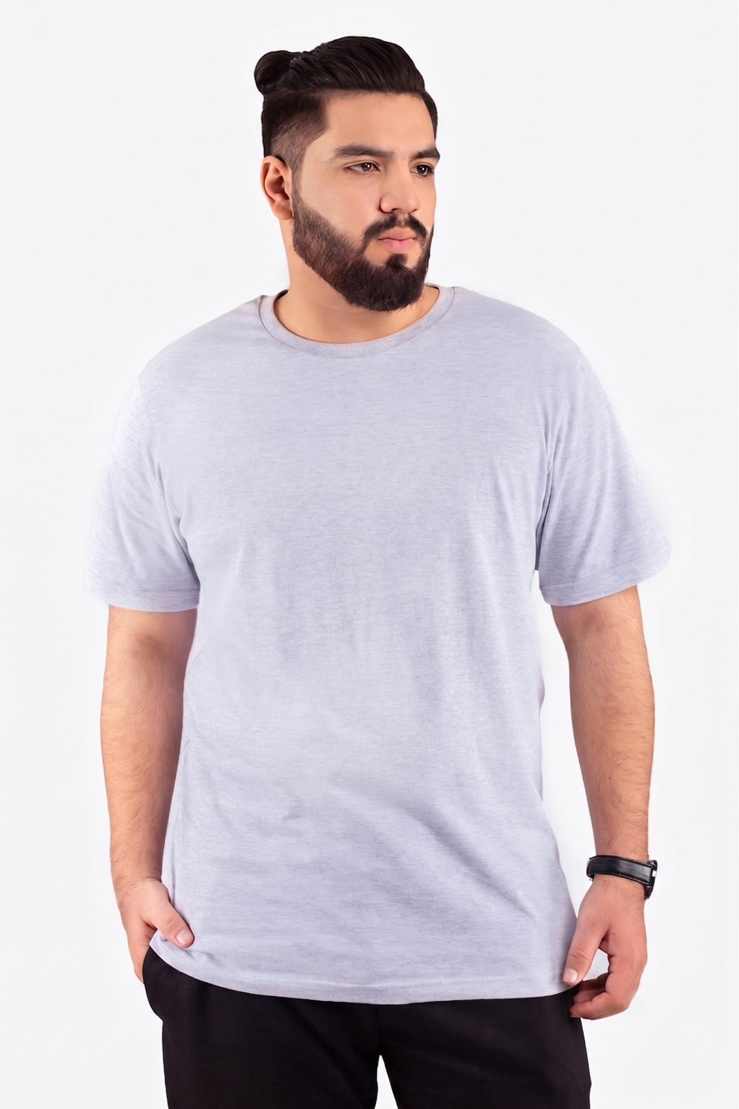 Heather Grey Crew Neck Jersey T-Shirt - (Plus size) - S26 - MT0540P