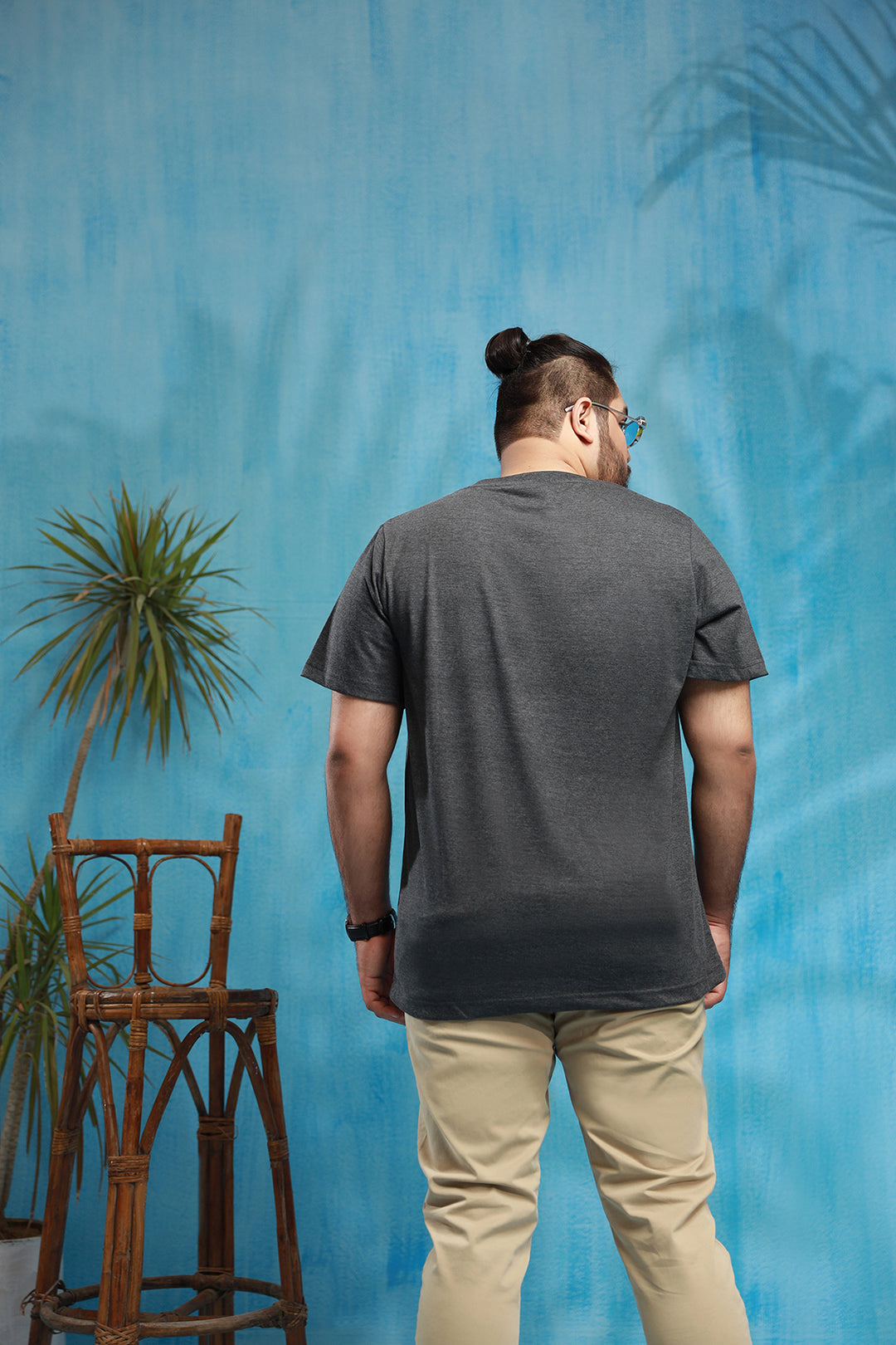 Charcoal Crew Neck Jersey T-Shirt - (Plus size) - S26 - MT0530P