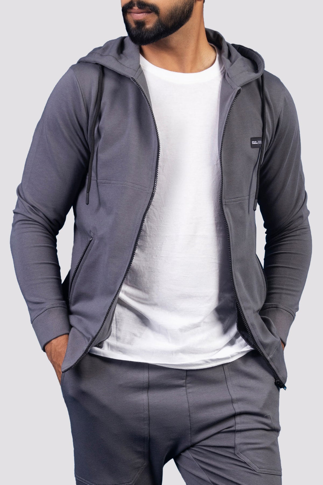 Grey New Sclothers Zipper Hoodie - W23 - MH0061R