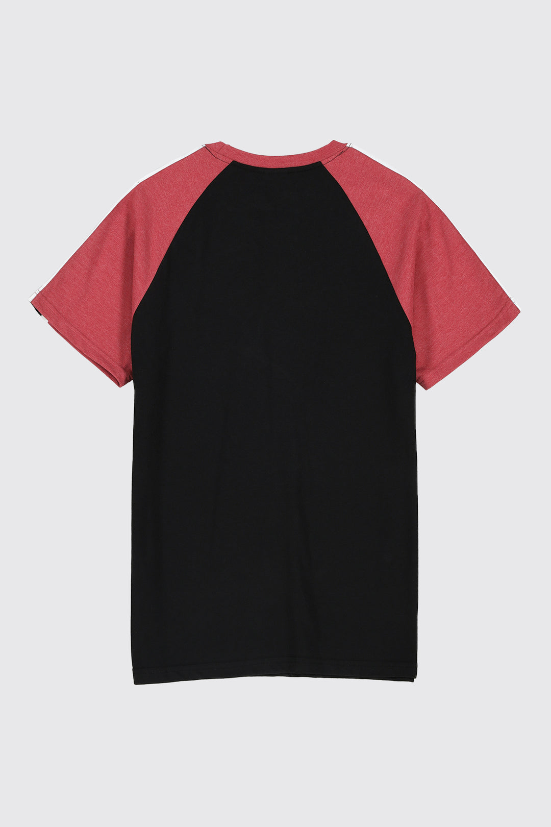 Black & Maroon Melange Paneled Raglan T-Shirt (Plus Size) - A23 - MT0283P