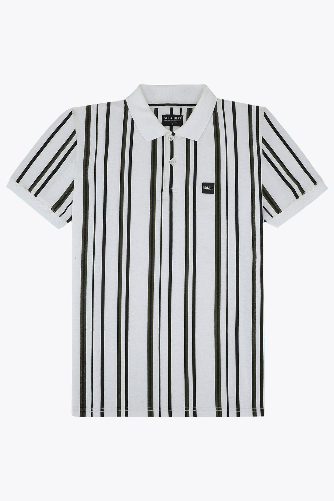 White Vertical Striped Polo Shirt - W23 - MP0241R