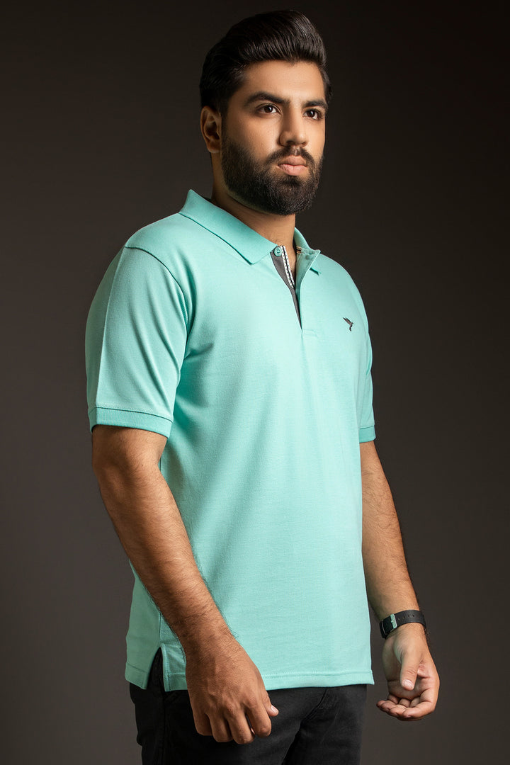 Pool Blue Embroidered Polo Shirt (Plus Size) - S23 - MP0217P