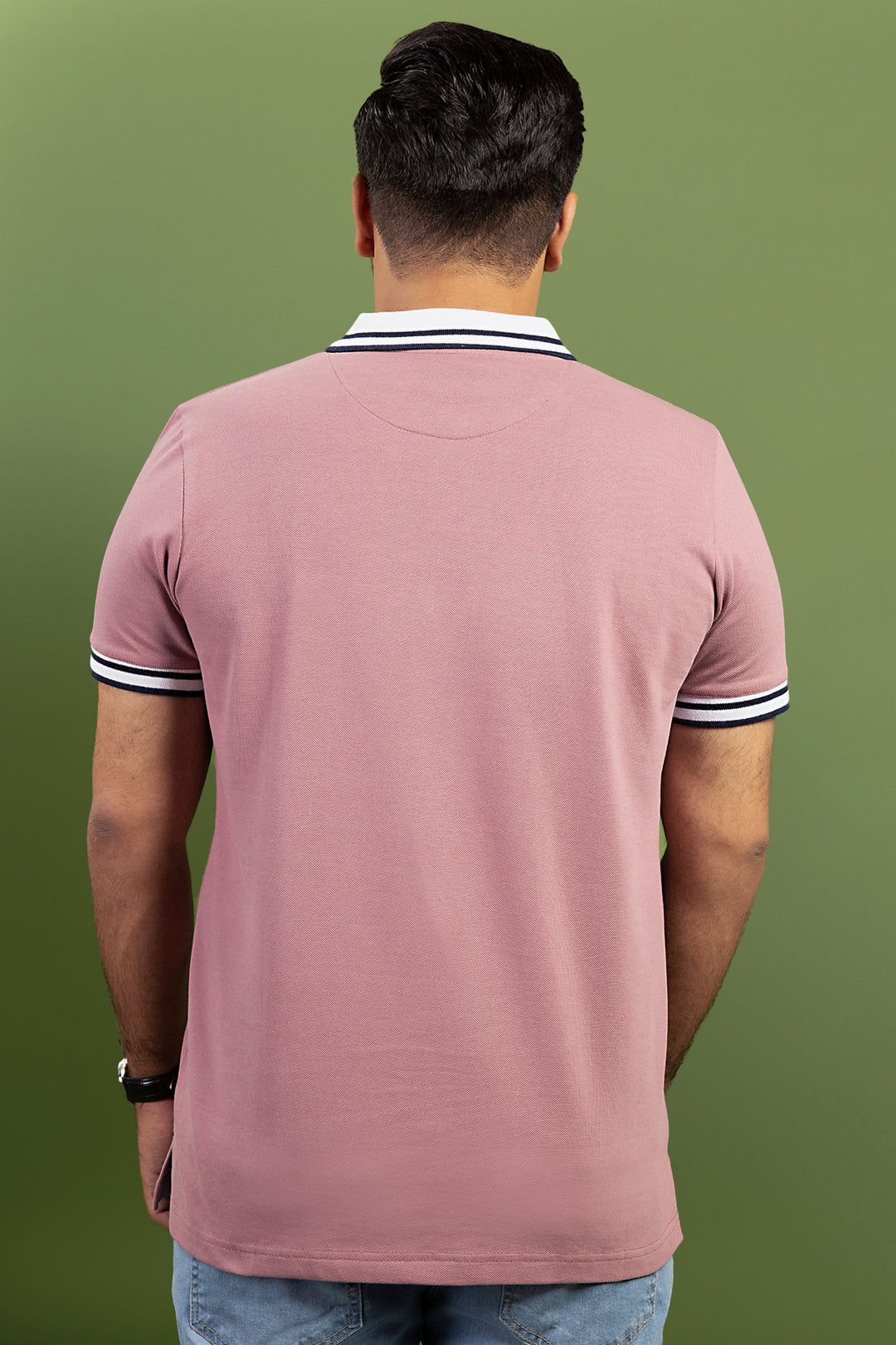 Rusty Pink Yarn Dyed Collar Polo Shirt (Plus Size) - S23 - MP0225P