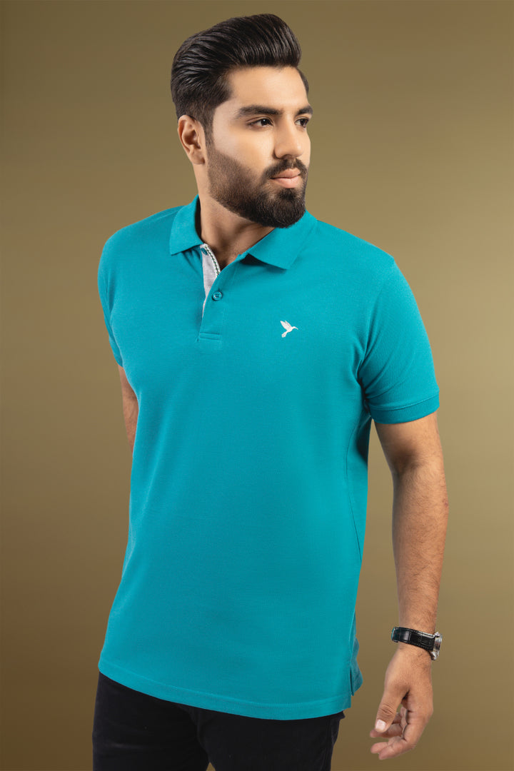 Teal Embroidered Polo Shirt (Plus Size) - S23 - MP0216P