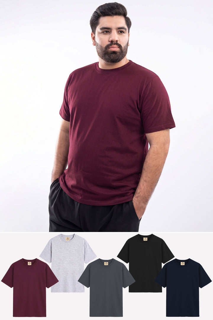 Pack of 5 Basic Crew Neck T-Shirts (Plus Size) - S26 - MT0850P