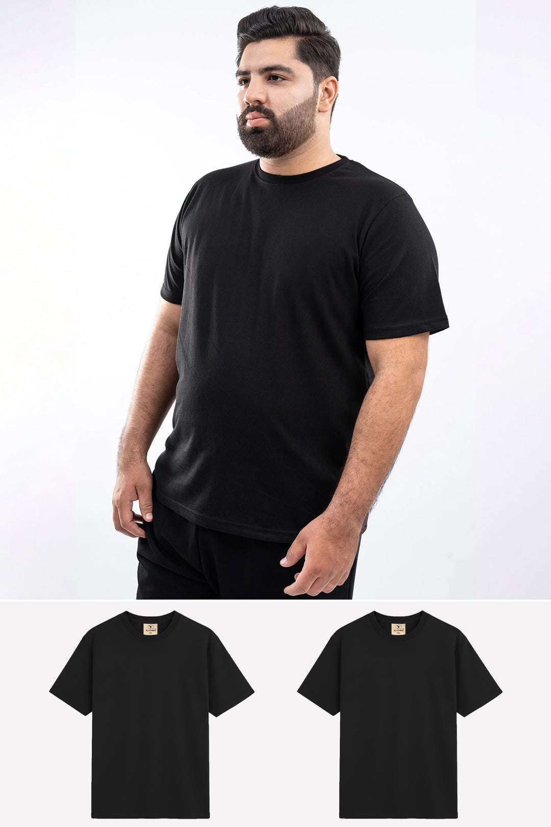 Pack of 2 Black Basic Crewneck T-Shirts (Plus Size) - S25 - MT0900P