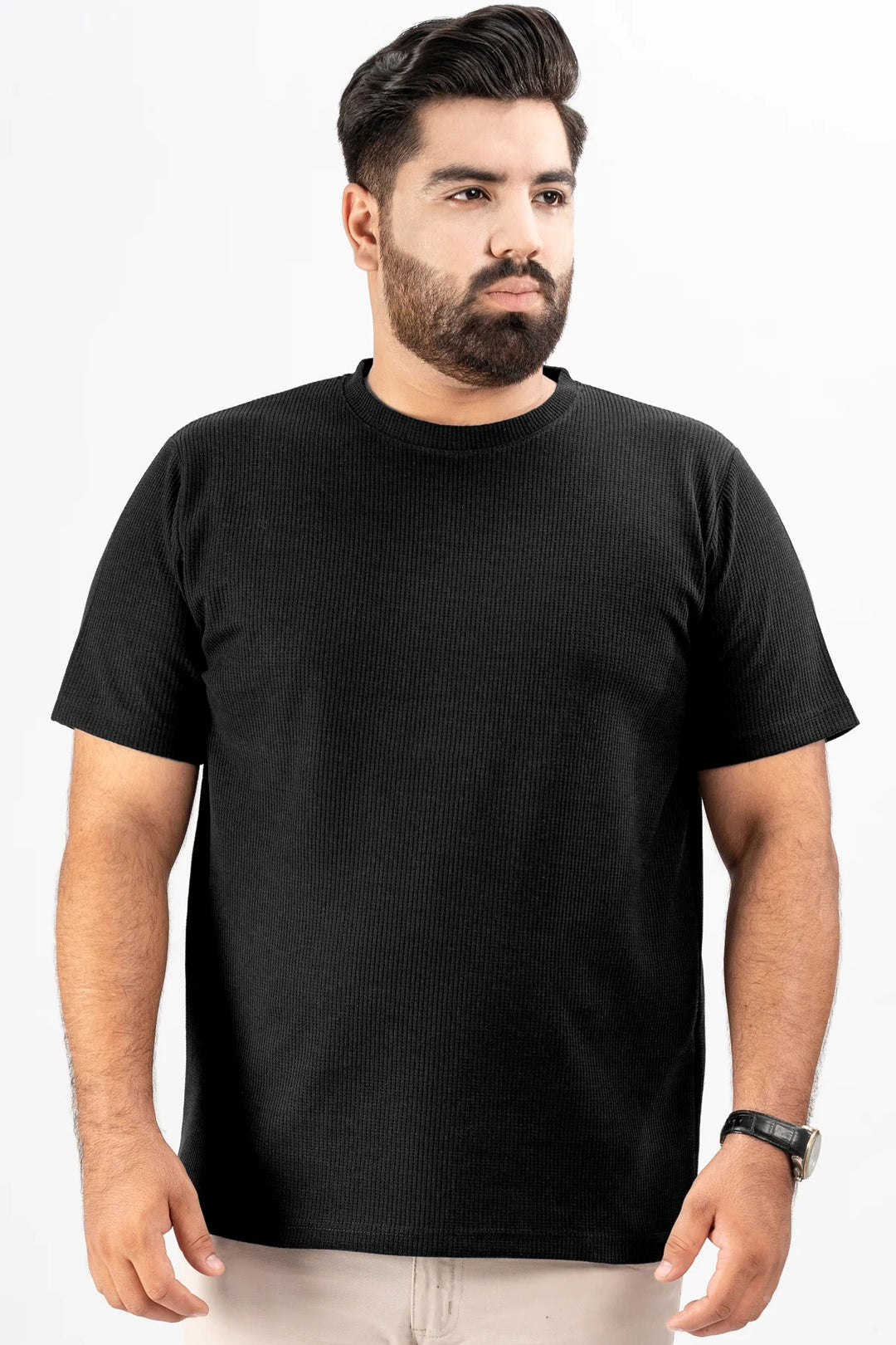 Pack of 2 Waffle Knit Basic T-Shirts (Plus Size) - S25 - MT0804P