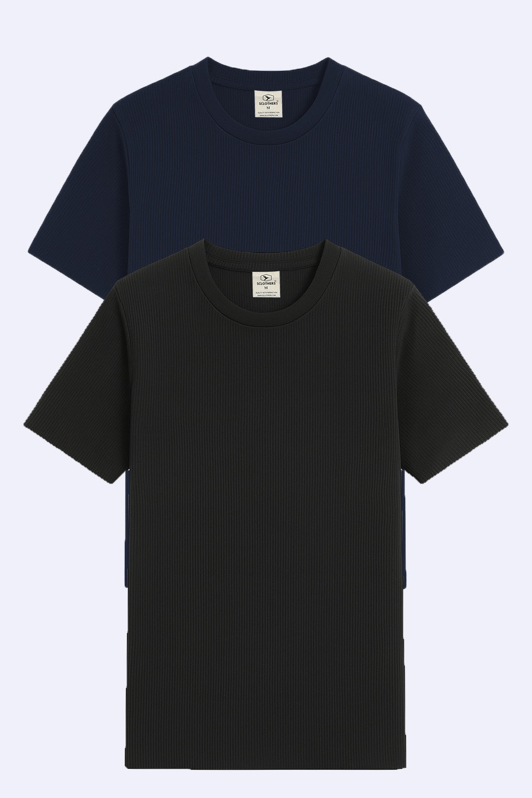 Pack of 2 Waffle Knit Basic T-Shirts (Plus Size) - S25 - MT0804P