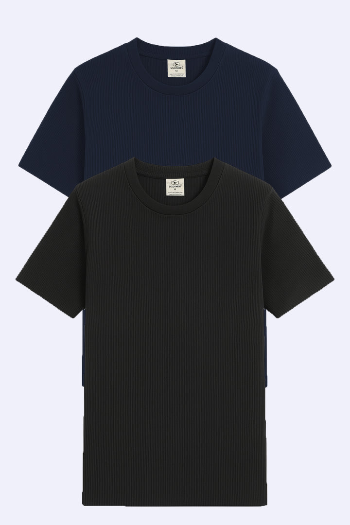 Pack of 2 Waffle Knit Basic T-Shirts (Plus Size) - S25 - MT0804P