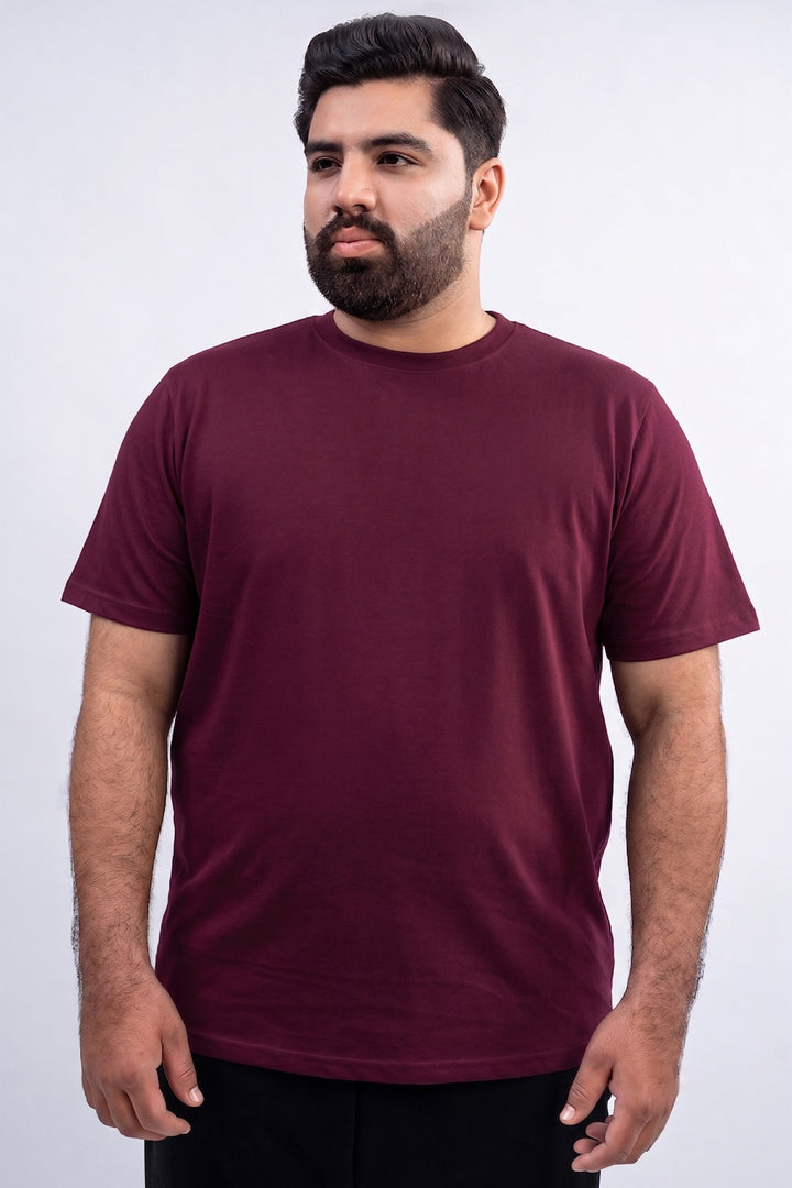 Burgundy Crew Neck Jersey T-Shirt - (Plus size) - S26 - MT0541P