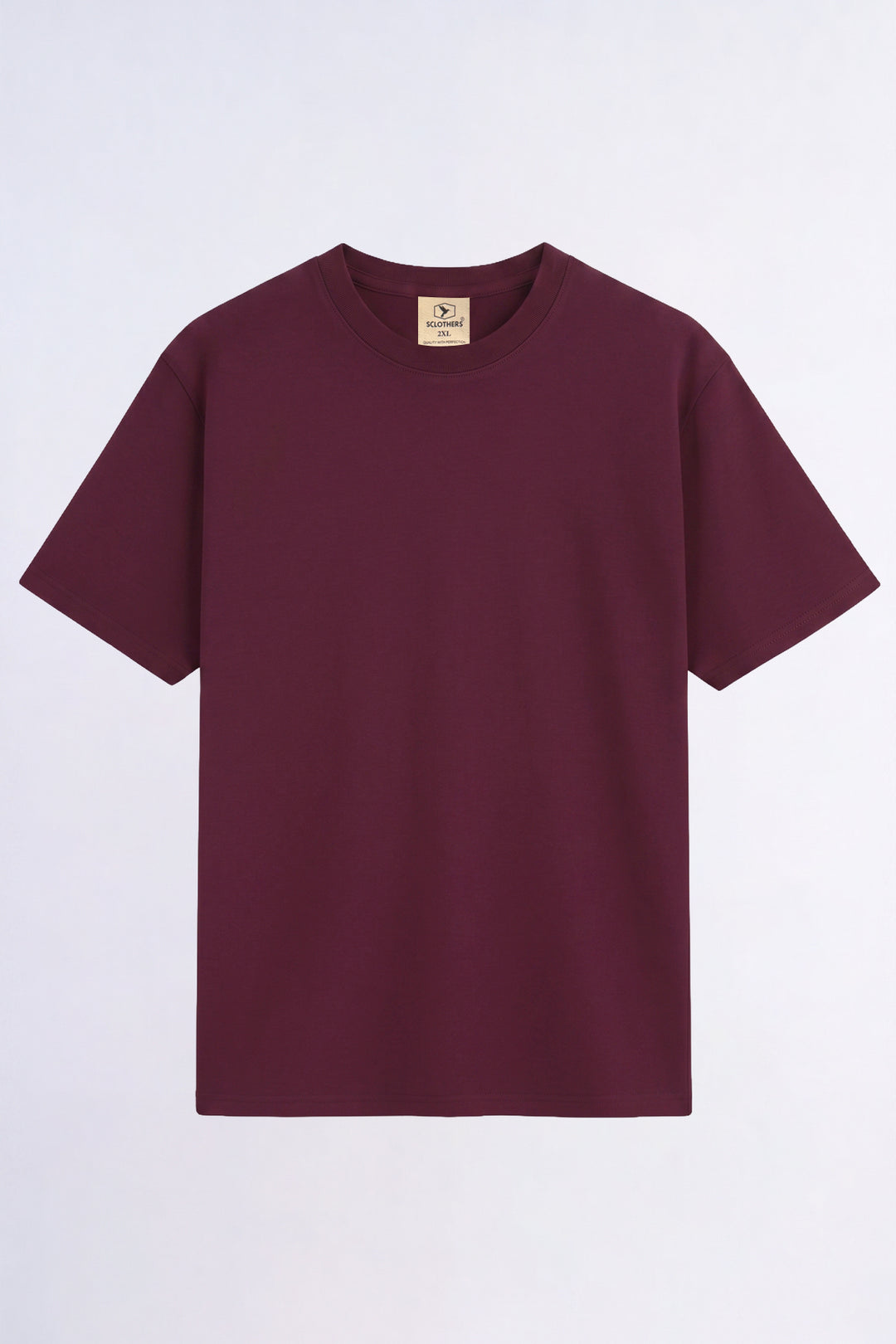 Burgundy Crew Neck Jersey T-Shirt - (Plus size) - S26 - MT0541P