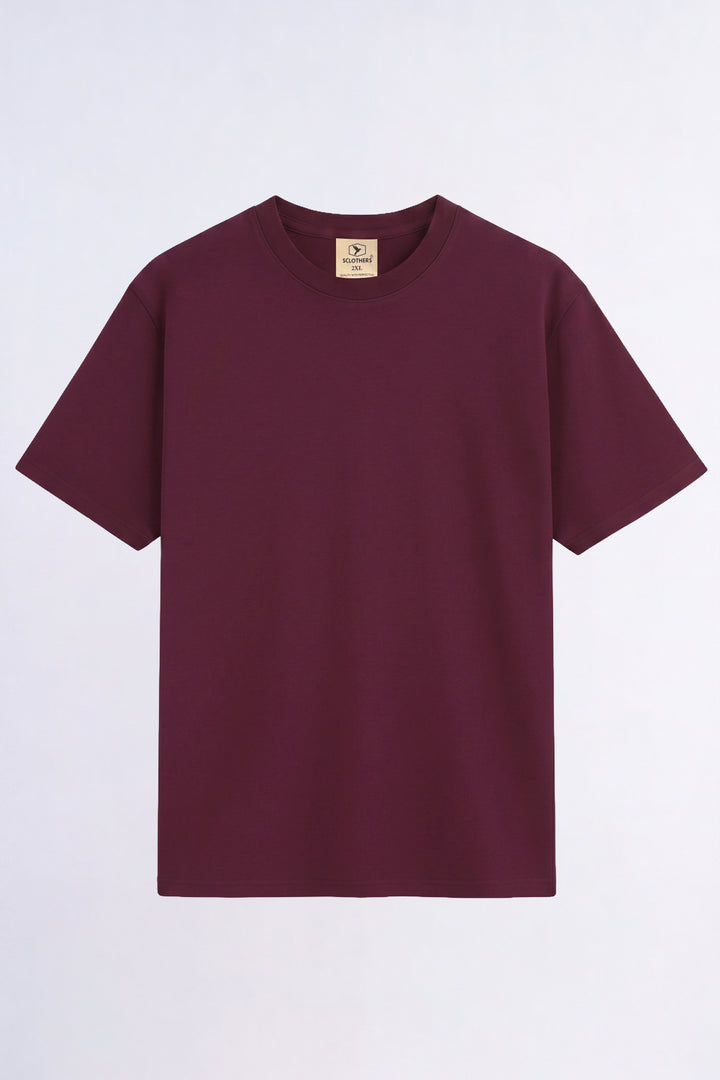 Burgundy Crew Neck Jersey T-Shirt - (Plus size) - S26 - MT0541P