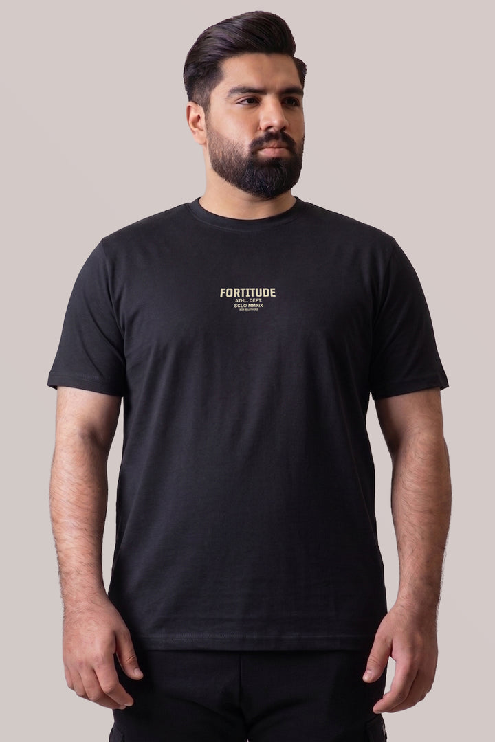 Black Fortitude Graphic Printed T-Shirt - (Plus size) - S26 - MT0545P