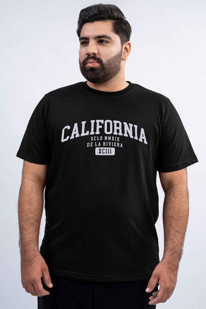 Black California Graphic Printed T-Shirt - (Plus size) - S26 - MT0544P