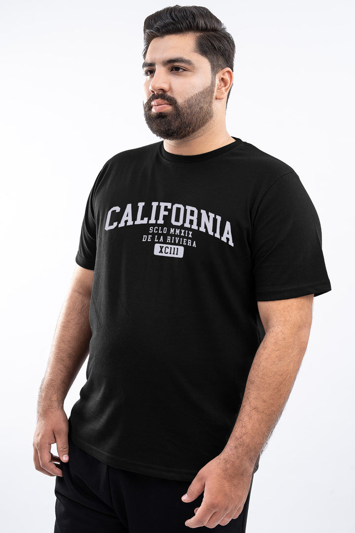 Black California Graphic Printed T-Shirt - (Plus size) - S26 - MT0544P