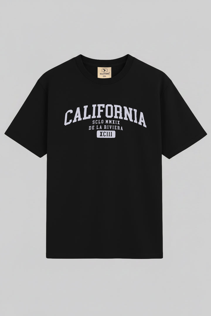 Black California Graphic Printed T-Shirt - (Plus size) - S26 - MT0544P