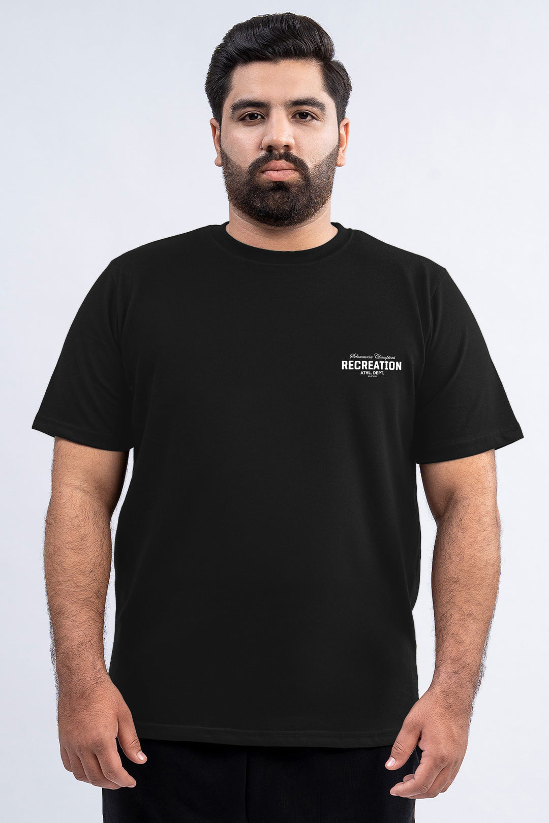 Black Recreation Graphic Printed T-Shirt - (Plus size) - S26 - MT0542P