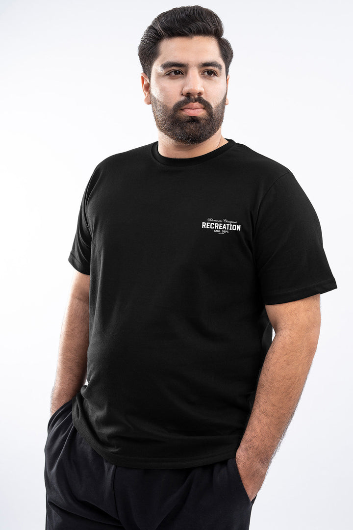 Black Recreation Graphic Printed T-Shirt - (Plus size) - S26 - MT0542P