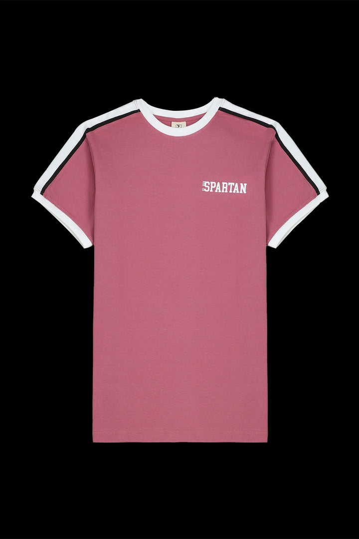 Contrast Paneled Spartan Printed T-Shirt (Plus Size) - S23 - MT0312P