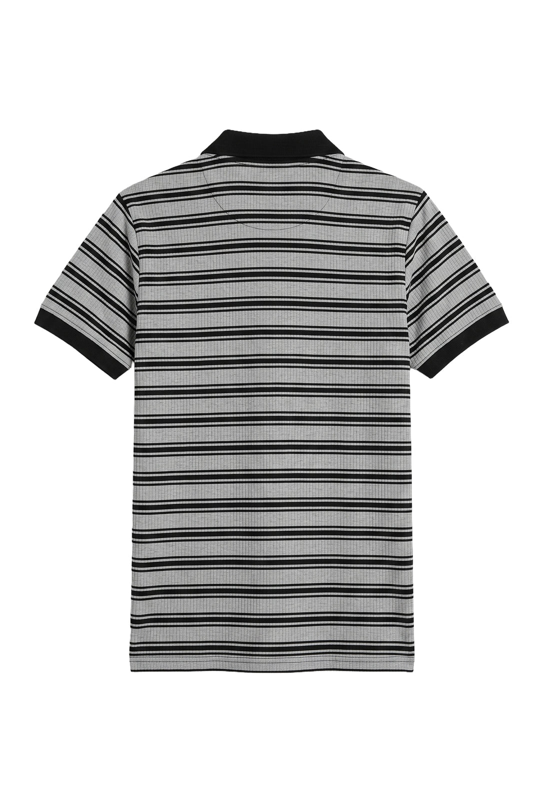 Black & Grey Yarn Dyed Textured Stripe Polo - S26 - MP0615P