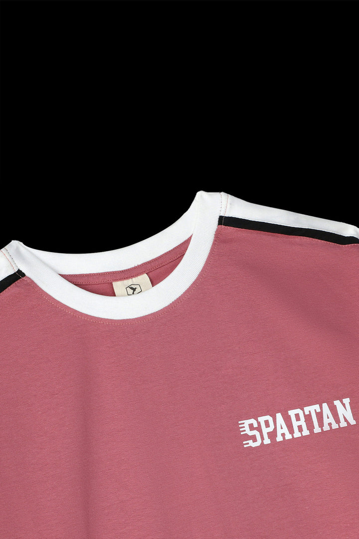 Contrast Paneled Spartan Printed T-Shirt (Plus Size) - S23 - MT0312P