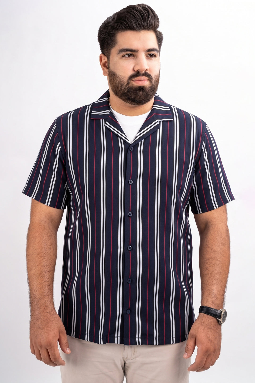 Navy Stripe Resort Shirt (Plus Size) - S26 - MSH300P
