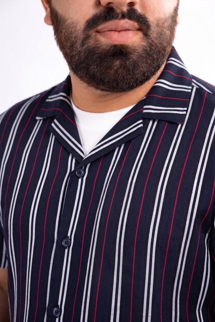 Navy Stripe Resort Shirt (Plus Size) - S26 - MSH300P