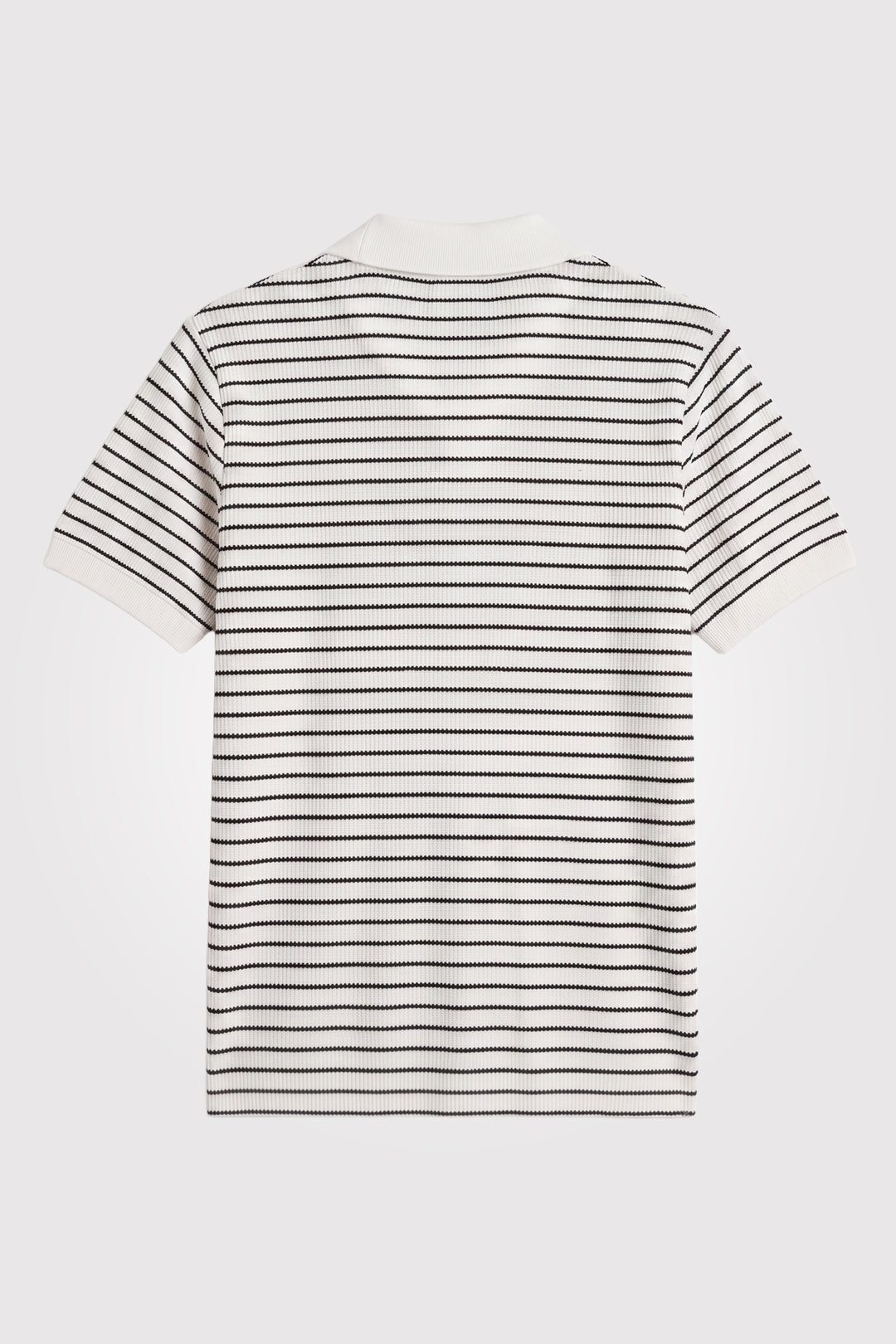 White Yarn-Dyed Textured Johnny Collar Polo - S26 - MP0617P