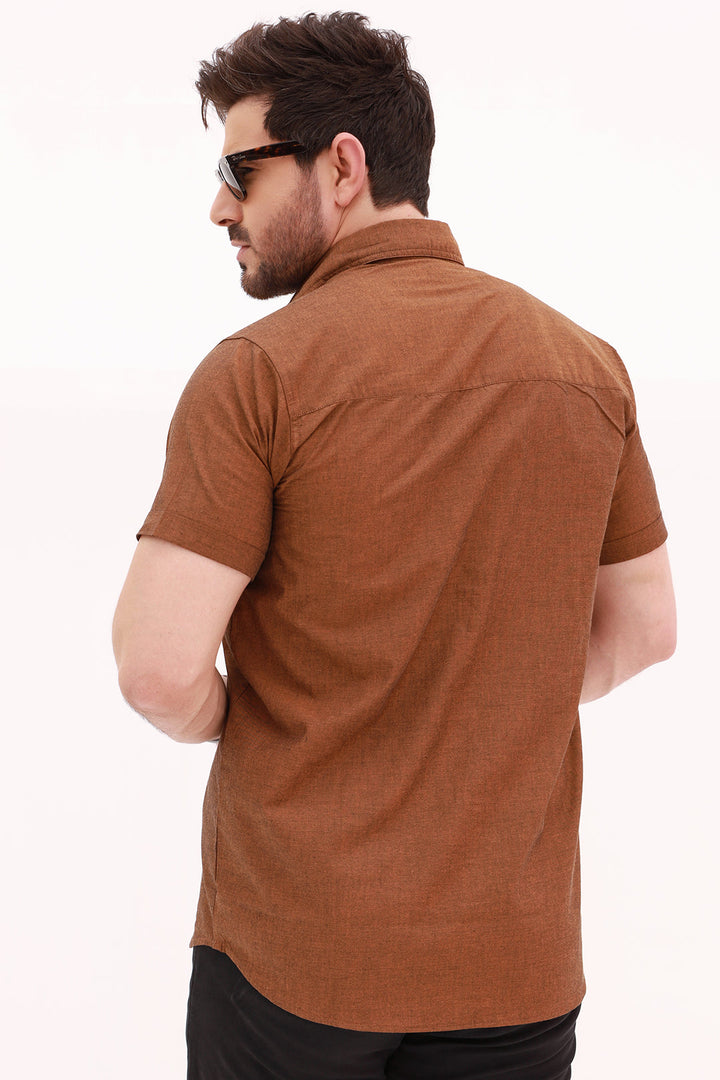 Brown Half Sleeve Casual Shirt - S22 - MS0035R
