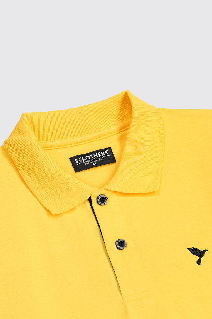 Yellow & Black Contrast Embroidered Polo Shirt (Plus Size) - A23 - MP0213P