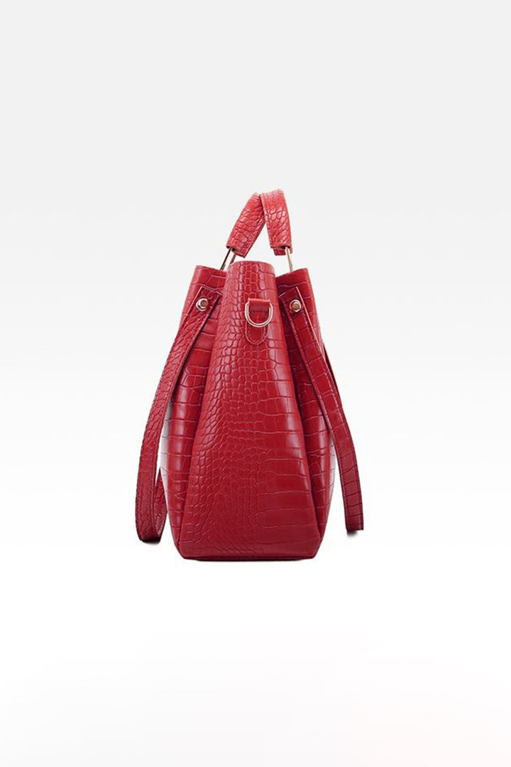 Maroon Stylish PU Leather Bag Set - A23 - WHB0072
